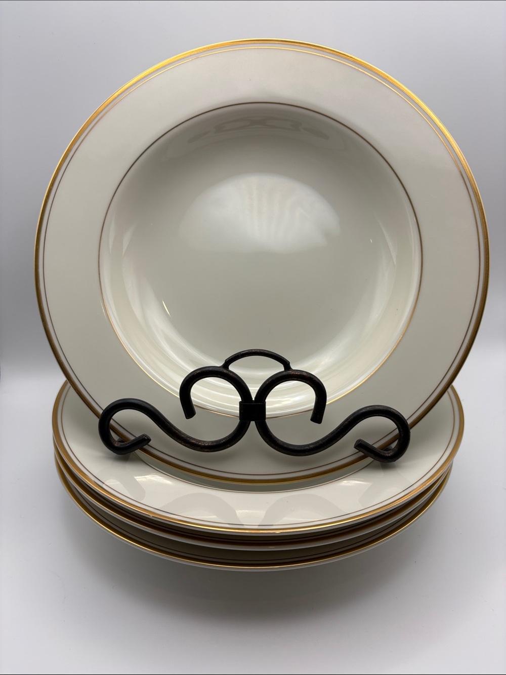 Mikasa Ivory "Trousdale" Gold Rimmed Soup Bowls - Set of 4
